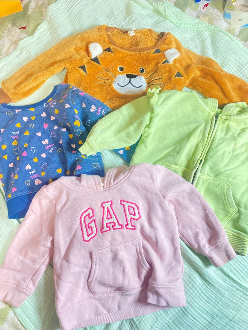 GAP Light Pink Baby Hoodie with Subtle Yellow Tint